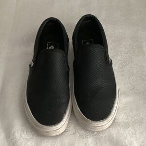 Vans Black Slip-On Sneakers with White Platform